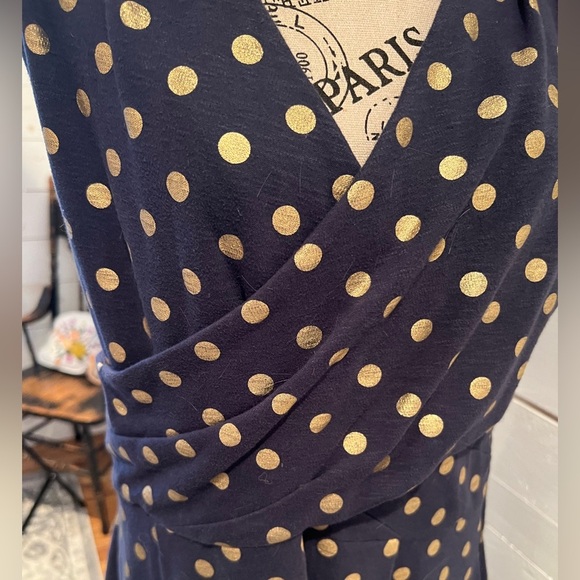 Maeve by Anthropologie Navy Polka Dot Wrap Dress, size large, see pics, EUC - Picture 2 of 7